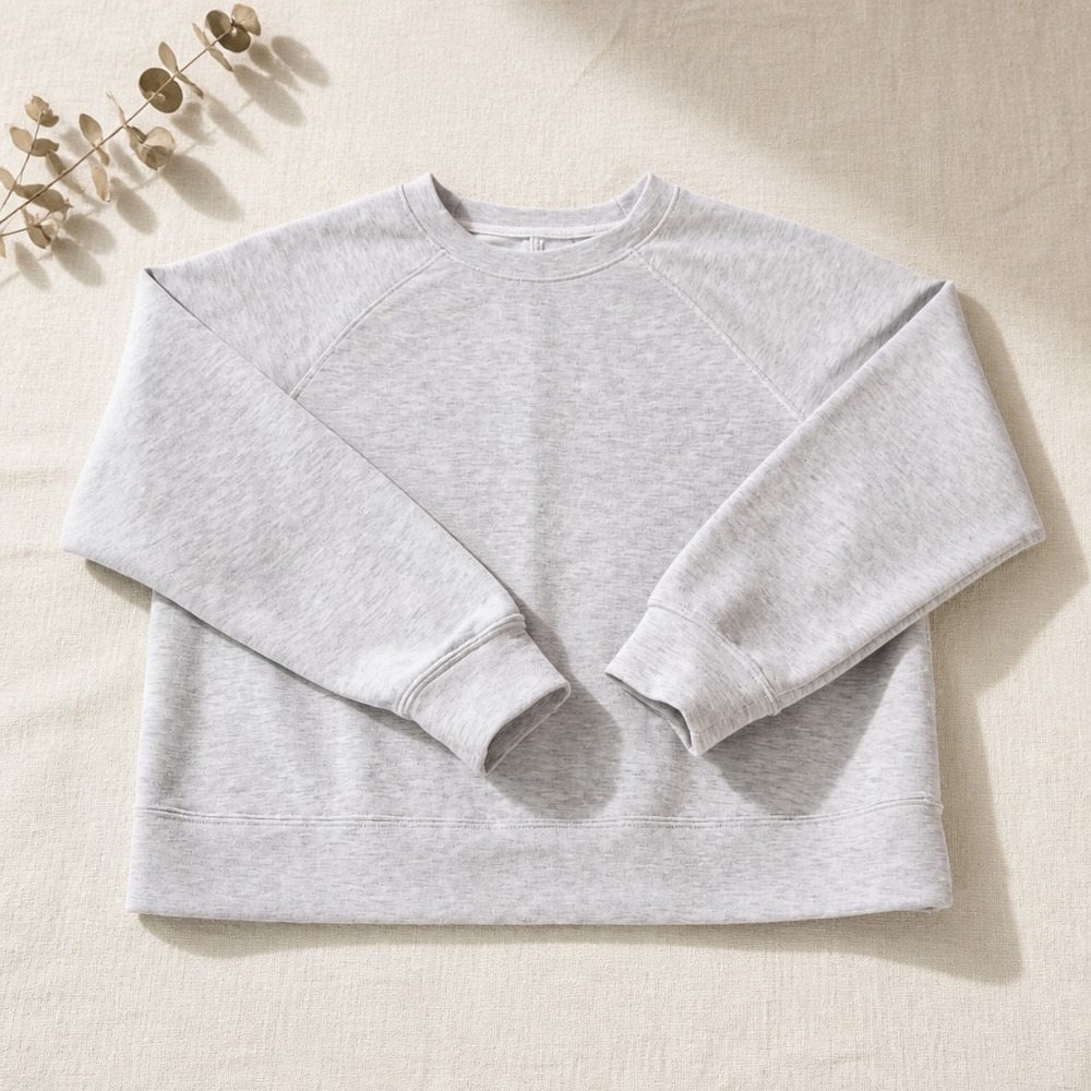 T/S by Thrive Gray Heather Raglan Crewneck Sweatshirt Size Medium